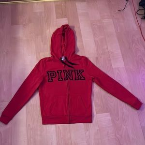 PINK (red) zip up hoodie